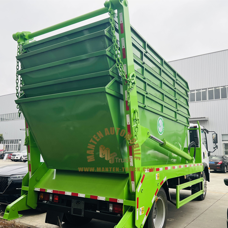 One Truck With Many Garbage Bins