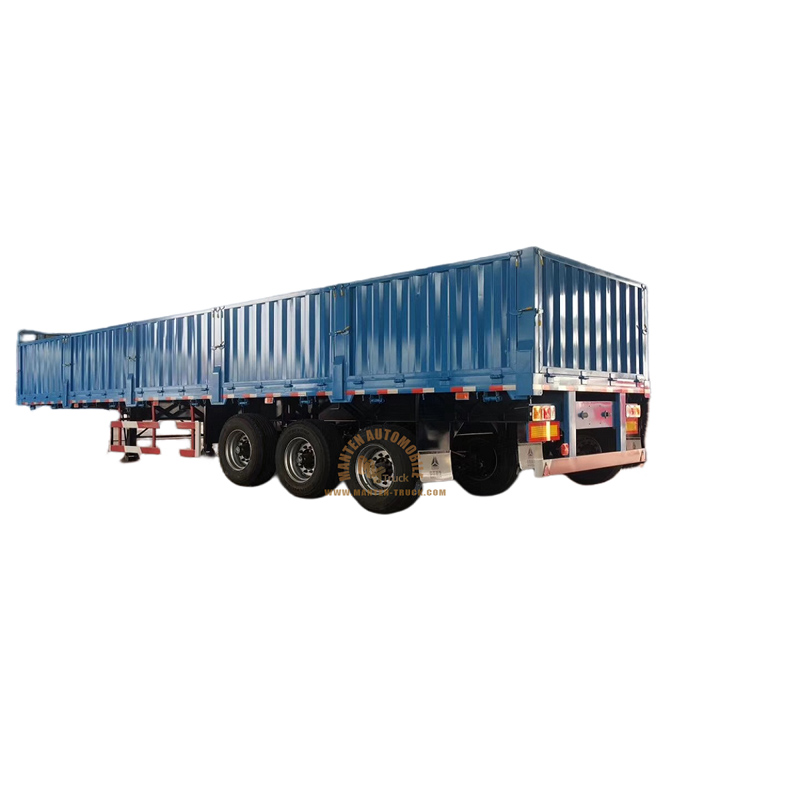 3 Axles 50t 12 Tires Side Wall Cargo Semi Trailer