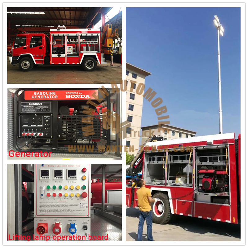 Rescue Fire Truck With Generator And Lifting Lamp