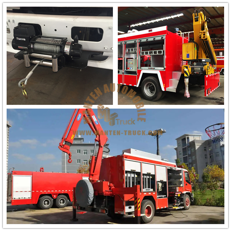 Rescure Fire Truck With Lifting Crane Adn Lamp