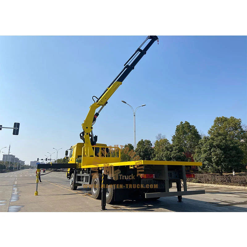 howo 6x6 all driven flatbed truck with 16ton jib boom crane 4